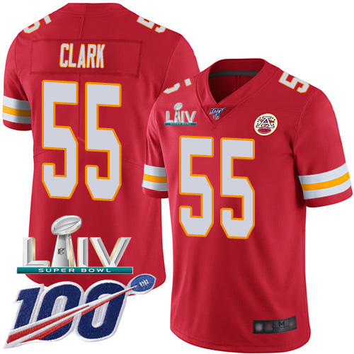 Kansas City Chiefs Nike #55 Frank Clark Red Super Bowl LIV 2020 Team Color Youth Stitched NFL 100th Season Vapor Untouchable Limited Jersey